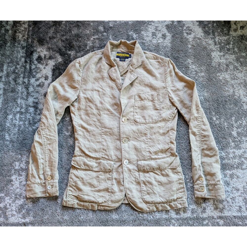 Vintage Ralph Lauren Rugby Women's 100% Linen Blazer Made In Japan - Size 0 RARE